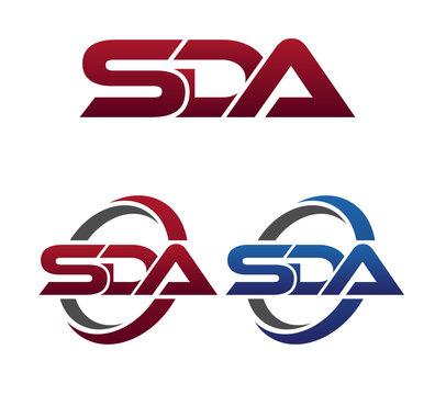 Modern 3 Letters Initial logo Vector Swoosh Red Blue SDA