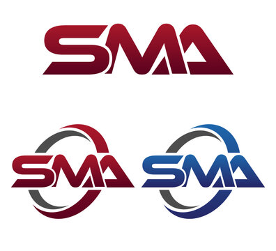 Modern 3 Letters Initial logo Vector Swoosh Red Blue SMA