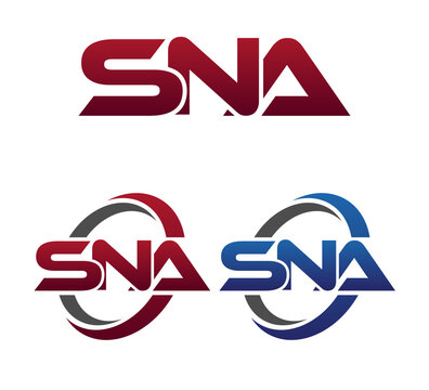Modern 3 Letters Initial logo Vector Swoosh Red Blue SNA