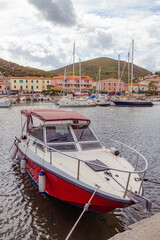 Cavo, Island of Elba Province of Livorno Italy - 20 September 2021 Colorful port of Cavo