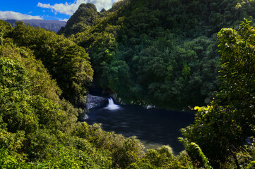Fototapeta na wymiar Waterfall of Bassin La Mer, Reunion Island