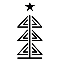 Christmas tree outline icon. linear style symbol, line sign. vector graphics. Icons as Xmas tree decoration with star, Coniferous forest, Spruce winter tree, Fir. Happy new year