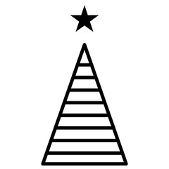 Christmas tree outline icon. linear style symbol, line sign. vector graphics. Icons as Xmas tree decoration with star, Coniferous forest, Spruce winter tree, Fir. Happy new year