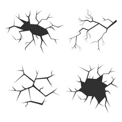 crack black isolated on white background