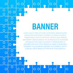 Jigsaw puzzle blank template or cutting guidelines. Vector illustration