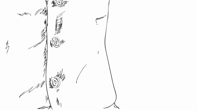 Man buttons Waistcoat Vest Hand Drawn Rotoscope Animation