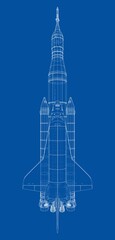 Fototapeta na wymiar Rocket carrying space shuttle