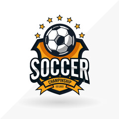 Naklejka premium Soccer Football Badge Logo Design Templates | Sport Team Identity Vector Illustrations isolated on white Background