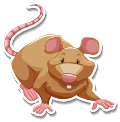 Brown mouse cartoon character sticker