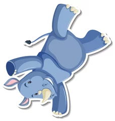 Rhinoceros tanzender Cartoon-Charakter-Aufkleber © blueringmedia