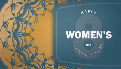 Holiday Flyer March 8th Blue with Winter Gold Ornament