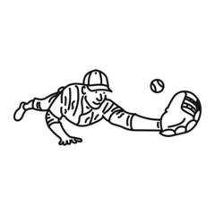 black line illustration design baseball player isolated