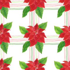 Hand painted watercolor seamless pattern Christmas Floral