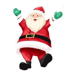 happy Santa Claus 手をあげて喜んでいるサンタクロース 