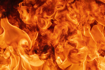 Abstract red fire natural texture with blaze. Dangerous firestorm abstract background. Atmospheric...