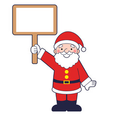 看板を持っているサンタクロース　アウトライン