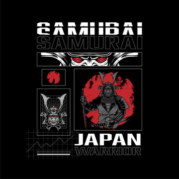 Samurai Japan Warrior T-shirt vector Illustration
