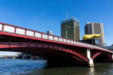 東京　隅田川に架かる吾妻橋の風景
