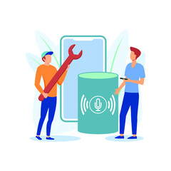 Fototapeta premium Smart speaker apps development illustration exclusive design inspiration 