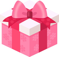 Pink Gift Box with Ribbon Icon