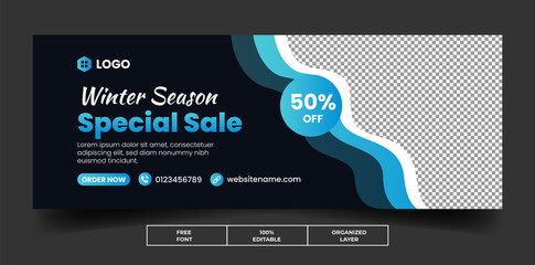 Winter season special sale banner social media cover template