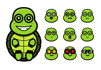 set of cute turtle cartoon
