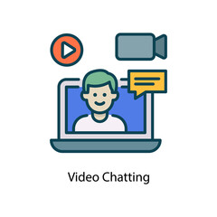 Video Chatting vector Fill Outline Icon Design illustration. Social Media Symbol on White background EPS 10 File