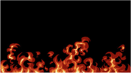 Clip art of a burning flame on a brush-japanese style