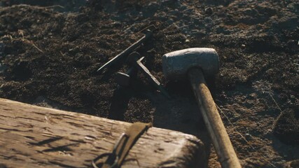 Tools and cross prepared for crucifixion