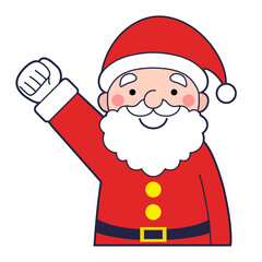 頑張るポーズのサンタクロース　上半身　アウトライン