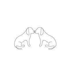 Valentines day card with love heart dog vector illustration	
