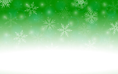 Fototapeta na wymiar Christmas green background with snowflakes. 