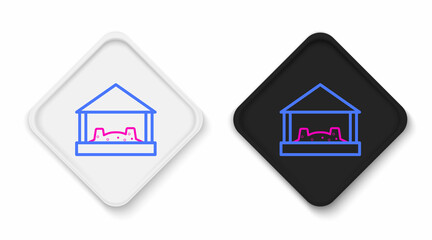 Line Sandbox for kids with sand and umbrella icon isolated on white background. Colorful outline concept. Vector