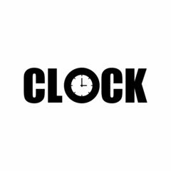 Vector Clock typography, as a logo, icon, brand, Symbol, Emblem or template. isolated white background.