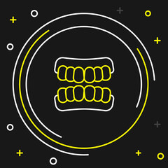 Line Dentures model icon isolated on black background. Teeth of the upper jaw. Dental concept. Colorful outline concept. Vector © Iryna