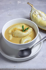 Kolak Durian or durian soup with coconut milk.