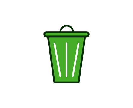Trash bin flat icon. Single high quality outline symbol for web design or mobile app.  House thin line signs for design logo, visit card, etc. Outline pictogram EPS10