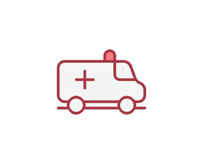 Ambulance flat icon. Thin line signs for design logo, visit card, etc. Single high-quality outline symbol for web design or mobile app. Medical outline pictogram.