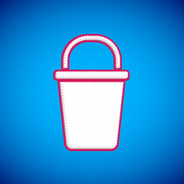 White Bucket icon isolated on blue background. Cleaning service concept. Vector