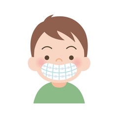 目立たない器具で歯並びの矯正をする男の子