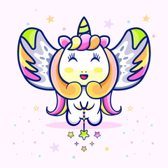 Cute magical unicorn cartoon