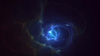 3D rendering abstract blue fractal light background