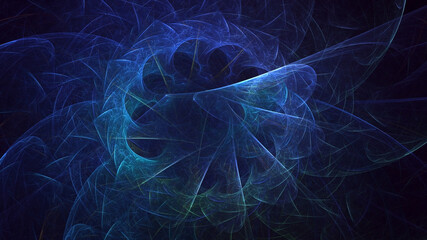 3D rendering abstract blue fractal light background