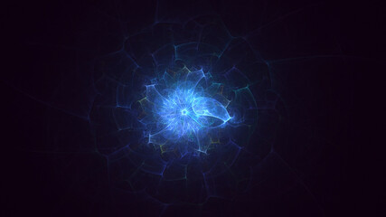 3D rendering abstract blue fractal light background