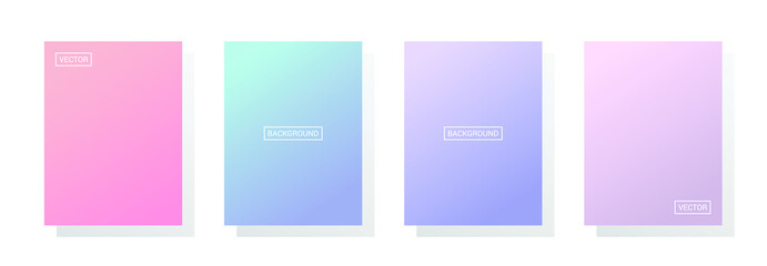 Set of modern gradient abstract background. 2D color, colorful design for vertical poster, flyer, banner, backdrop. Vector illustration isolated EPS 10.