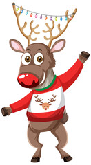 Reindeer wearing christmas outfit cartoon character