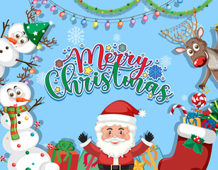 Merry Christmas poster with Santa Claus and Christmas ornament