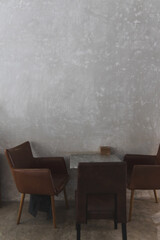 Layout in a loft style in dark colors open space interior view of various coffee Welcome open coffee shop background.