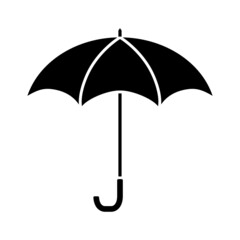 Umbrella-cane. Black silhouette of an umbrella in the open state. Vector illustration isolated on a white background for design and web.