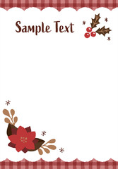 ヒイラギとポインセチアのクリスマスフレーム レッド